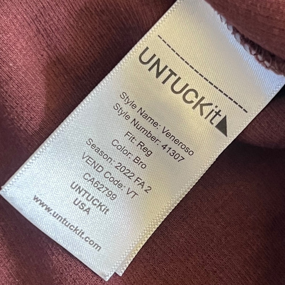 UNTUCKIT Veneroso Henley Shirt Mens Long Sleeve Brown Casual Large Regular Fit - Picture 3 of 6